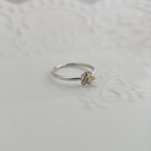 Honeycomb Bee Ring - Sterling Silver & 14k Gold Filled