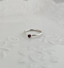 Natural Garnet Stackable Ring - Sterling Silver
