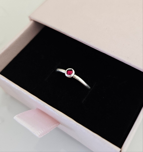 Natural Garnet Stackable Ring - Sterling Silver