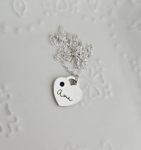 Personalized Birthstone Heart Necklace - Sterling Silver