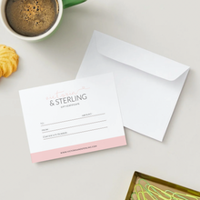 Victoria & Sterling gift certificate with envelope