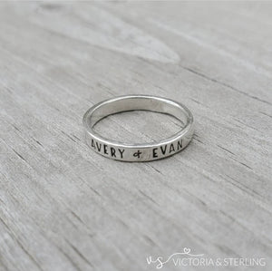 3mm Personalized Ring, sterling silver