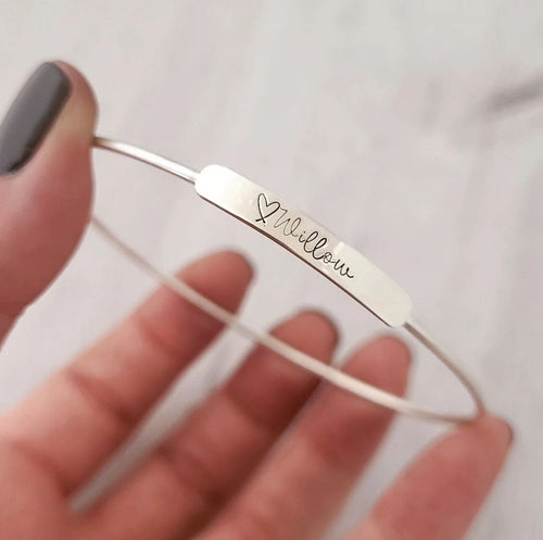 Sterling Silver Personalized Bangle Bracelet