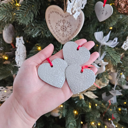 Floral Embossed Aluminum Heart Ornament