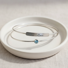 Sterling Silver Birthstone Bangle Bracelet