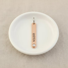 copper keychain with 'HUDSON' - opal gemstone