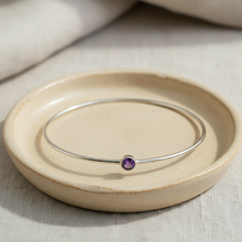 Bracelet jonc en argent sterling avec pierre de naissance