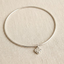 Silver bangle with charm, handstamped with cursive J