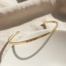 Load image into Gallery viewer, Brass cuff bracelet with fletched heart design