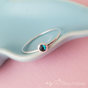 Birthstone Stackable Ring - Sterling Silver
