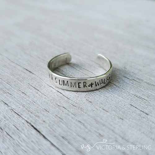 Personalized Toe Ring (or Midi Ring) - Sterling Silver