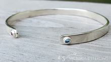 Sterling Silver Birthstone Cuff Bracelet