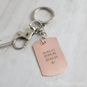 Copper Dog Tag Key Chain