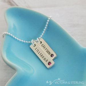 Personalized Birthstone Necklace - Sterling Silver