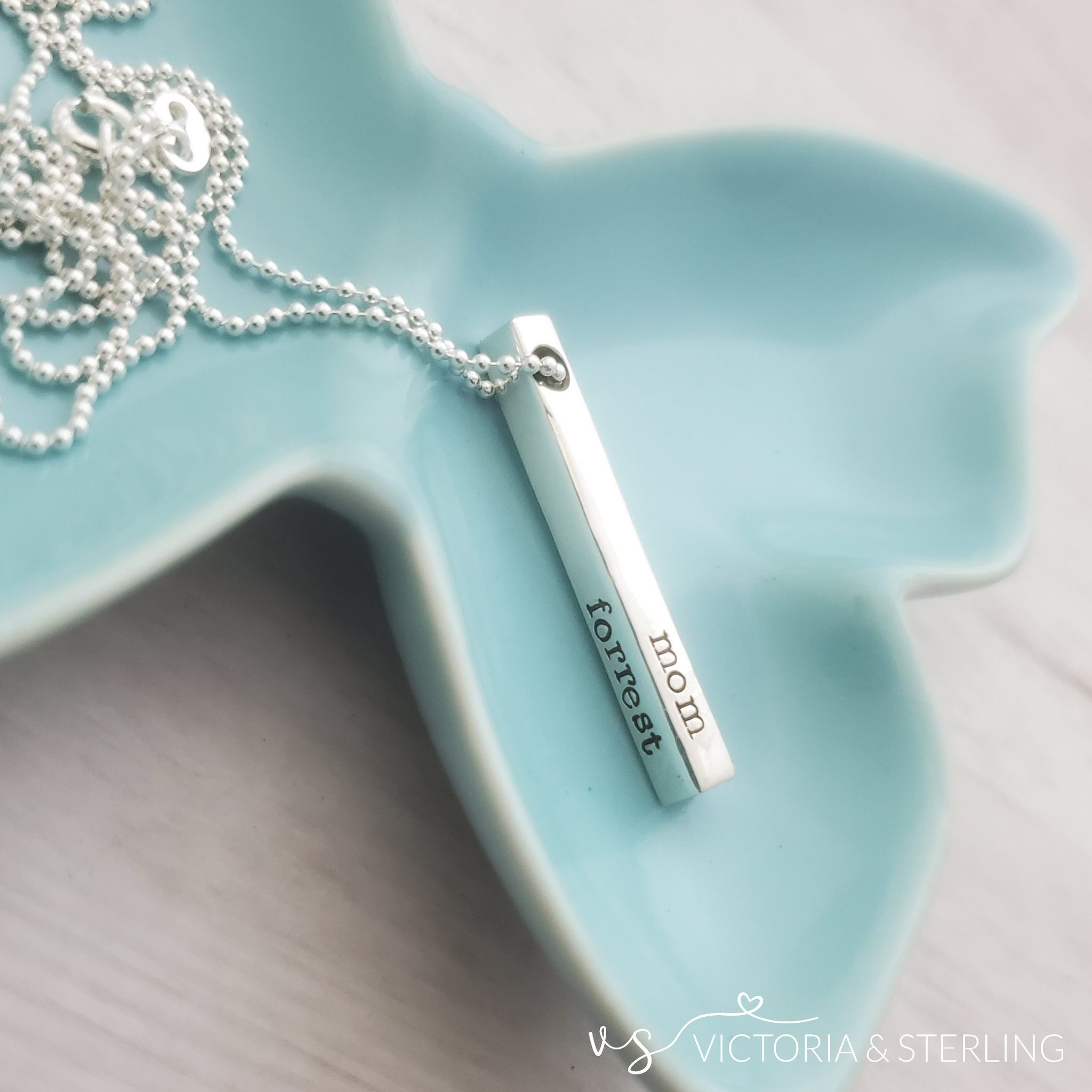 Sterling Silver 4 Sided Bar Necklace