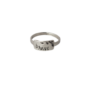 Sterling Silver "Brave" Ring - size 6, Ready to ship