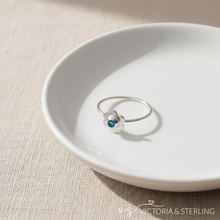 Bague empilable à 6 pétales en forme de fleur avec pierre de naissance