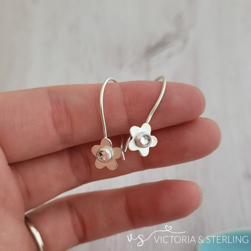 Delicate Flower Birthstone Earrings