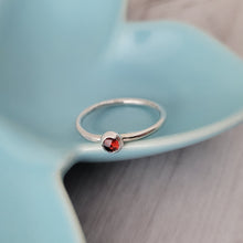 Natural Garnet Stackable Ring - Sterling Silver