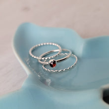 Natural Garnet Stackable Ring - Sterling Silver