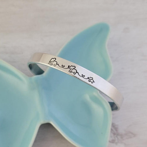 Elephant Family Cuff Bracelet - 3 colours