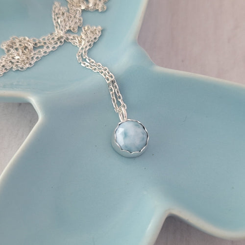 Sterling Silver Natural Larimar Necklace