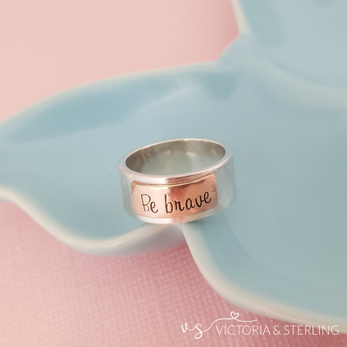 Sterling Silver & Rose Gold Personalized Ring