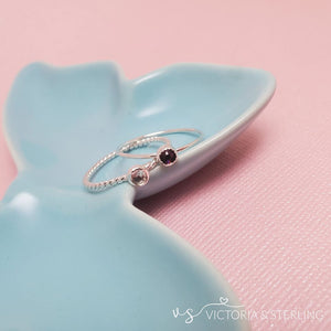 Birthstone Stackable Ring - Sterling Silver