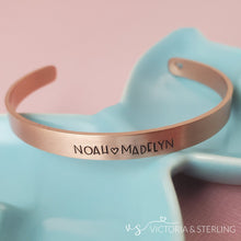 Rose Gold Personalized Cuff Bracelet, with Heart Cut-out
