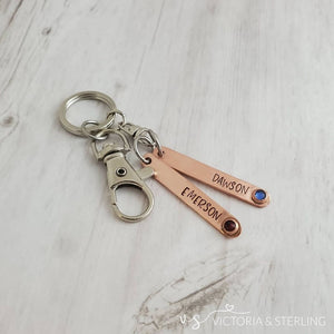 Personalized Copper Birthstone Key Chain