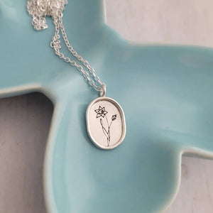 Sterling Silver Birth Flower Necklace