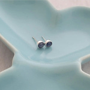 Genuine Blue Aventurine Gemstone Earrings - Sterling Silver